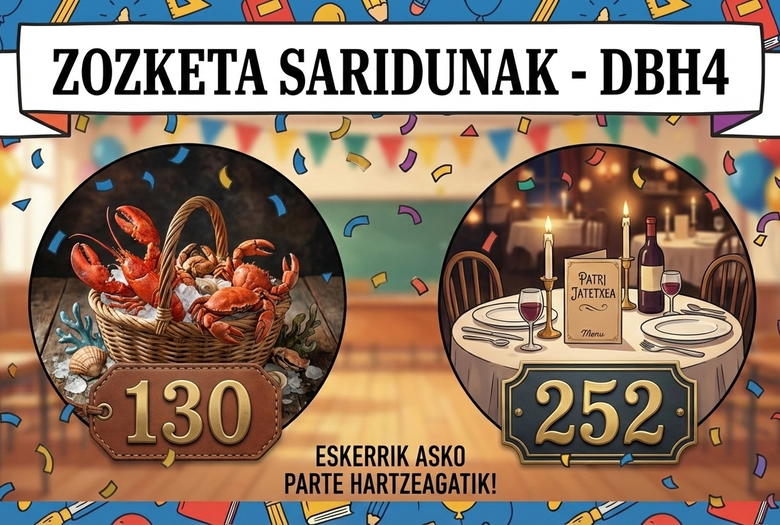 DBH4ko ikasbidaia zozketaren emaitza