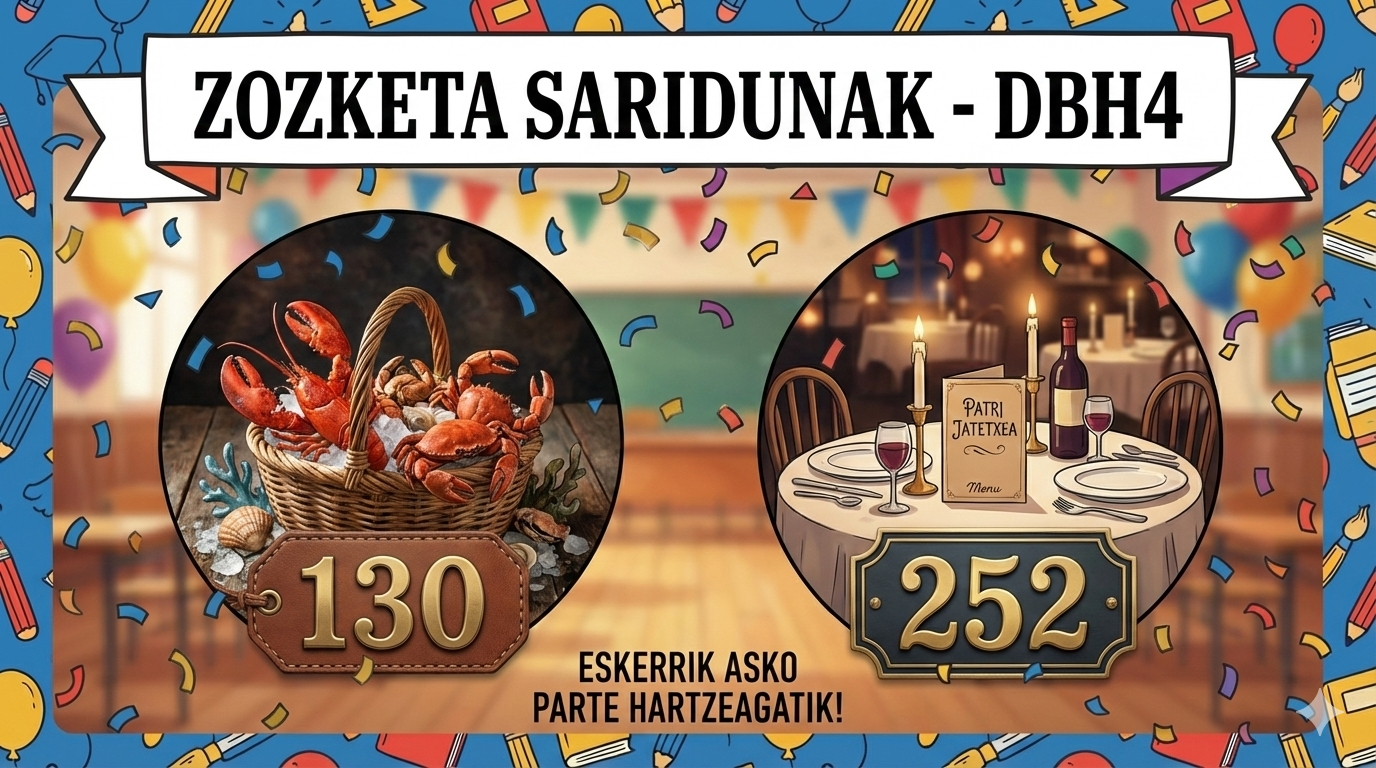 DBH4ko ikasbidaia zozketaren emaitza