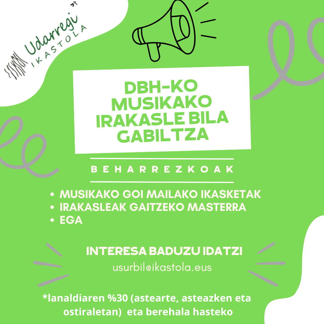 Musikako irakasle lan eskaintza